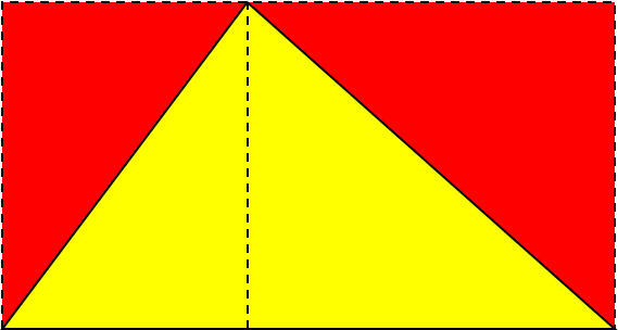 Yellow triangle inscribed in rectangle