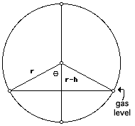 Segment of a circle, with radii marked