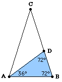 Golden triangle containing similar triangle