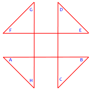 Cross-like figure with vertices named