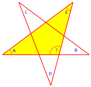 Five-pointed star with a large triangle shaded